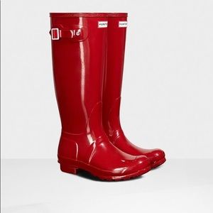 Red Gloss Hunter Rain Boots